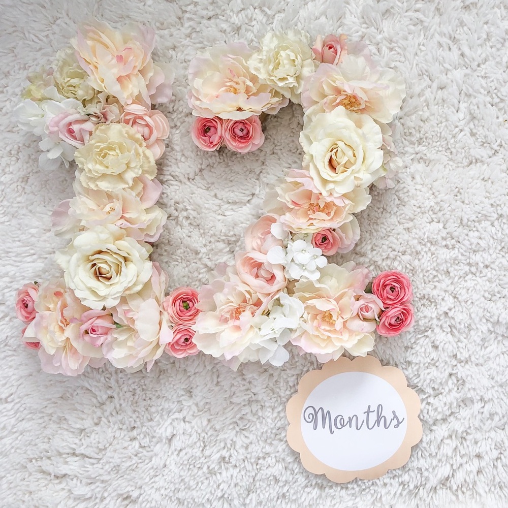 Paper mache number signs with flowers